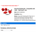 thumbnail image 2 of Sway Bar Bushing Kit - Compatible with 1960 - 1983 Ford F-100 1961 1962 1963 1964 1965 1966 1967 1968 1969 1970 1971 1972 1973 1974 1975 1976 1977 1978 1979 1980 1981 1982, 2 of 2
