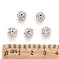 thumbnail image 5 of 100pcs Brass Clear Rhinestone Beads Grade B Round Silver Color Plated 8mm, 5 of 6