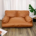 thumbnail image 3 of Pet Sofa Bed, Vintage Cat Dog Faux Leather Sofa with Non-Slip Bottom for Dogs Cats (Brown, Medium), 3 of 7