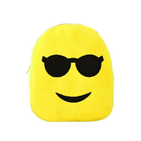 Cool Sunglasses Face Emoji Plush Backpack Funny Boys and Girls Shoulders Bag