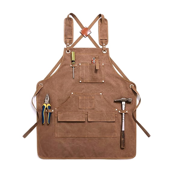Fully Adjustable Crosses Back Tool Apron for Men Women with Hand Tool Pockets for Mechanics Woodworker Carpenter Apron