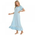 thumbnail image 6 of Womens' Cotton Nightgown Nightshirt Ladies Victorian Sleepwear Dress Gown Pajamas Lounger, 6 of 10