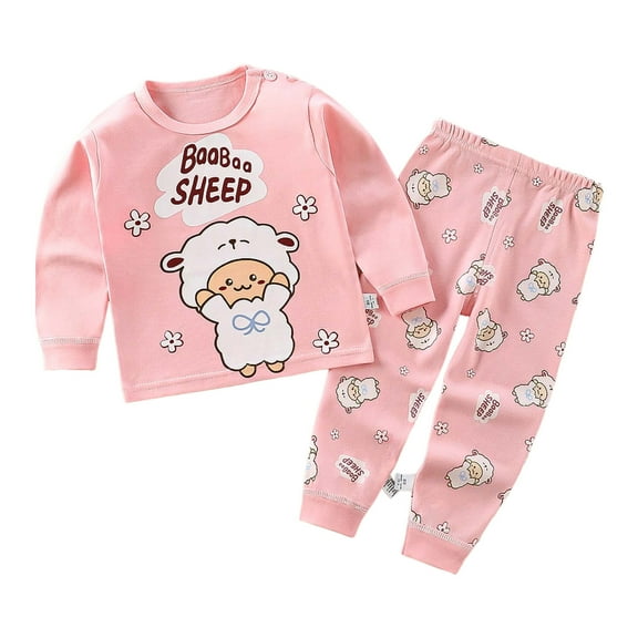 enyan Boys Fashion Baby Boys Girls Pajama Set Kids Cute Toddler Snug fit Pjs Cotton Sleepwear Light Pink,6-12 Months