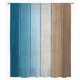 thumbnail image 2 of Blue Brown Ombre Sheer Curtains 45 Inches Long, Vintage Country Wooden Light Filering Curtains, Breathable Simi Curtain Privacy Drapes for Kitchen Bathroom Lightweight Small Window Treatment, 2 of 9