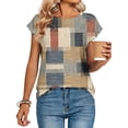 thumbnail image 5 of ASDFVBKG Crew Neck Shirt for Women Soft Cap Sleeve Tee Tops Trendy Vintage Floral Prints Relaxed Fit Loose Fit Clothing Earthy Yellow S, 5 of 5