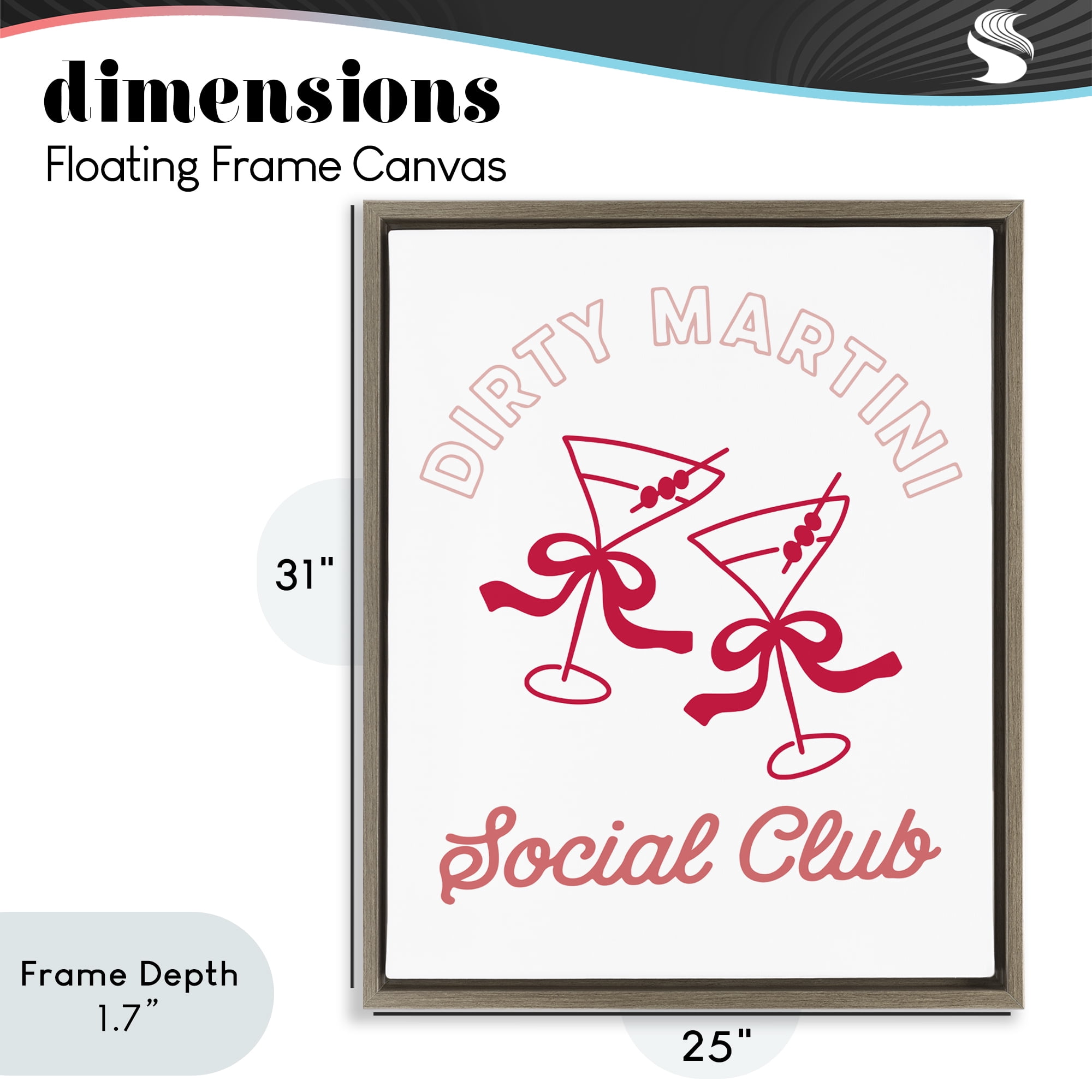 Stupell Industries Pink Martini Social Club Brown Framed Floater Canvas Wall Art, design by Lettered and Lined
