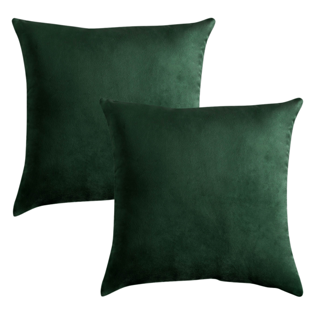 Purebryt Housse d'Oreiller en Velours (18"x18), 2 Pièces, Vert Foncé