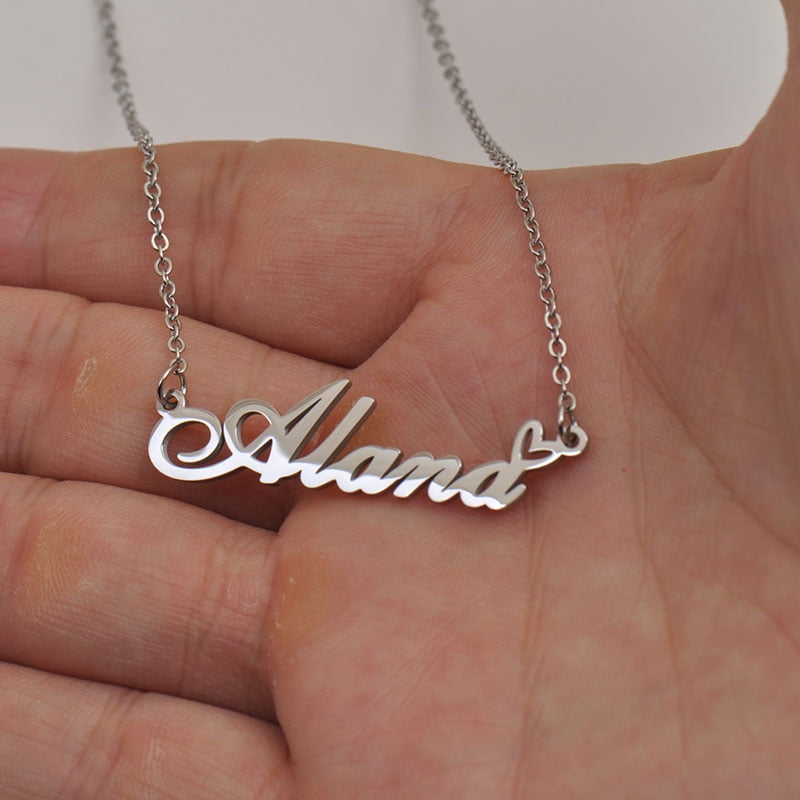 Eva with Love Heart Name Necklace for Women Stainless Steel Jewelry Nameplate Pendant Femme Mother Child Girls Gift 40cm Gold color Walmart