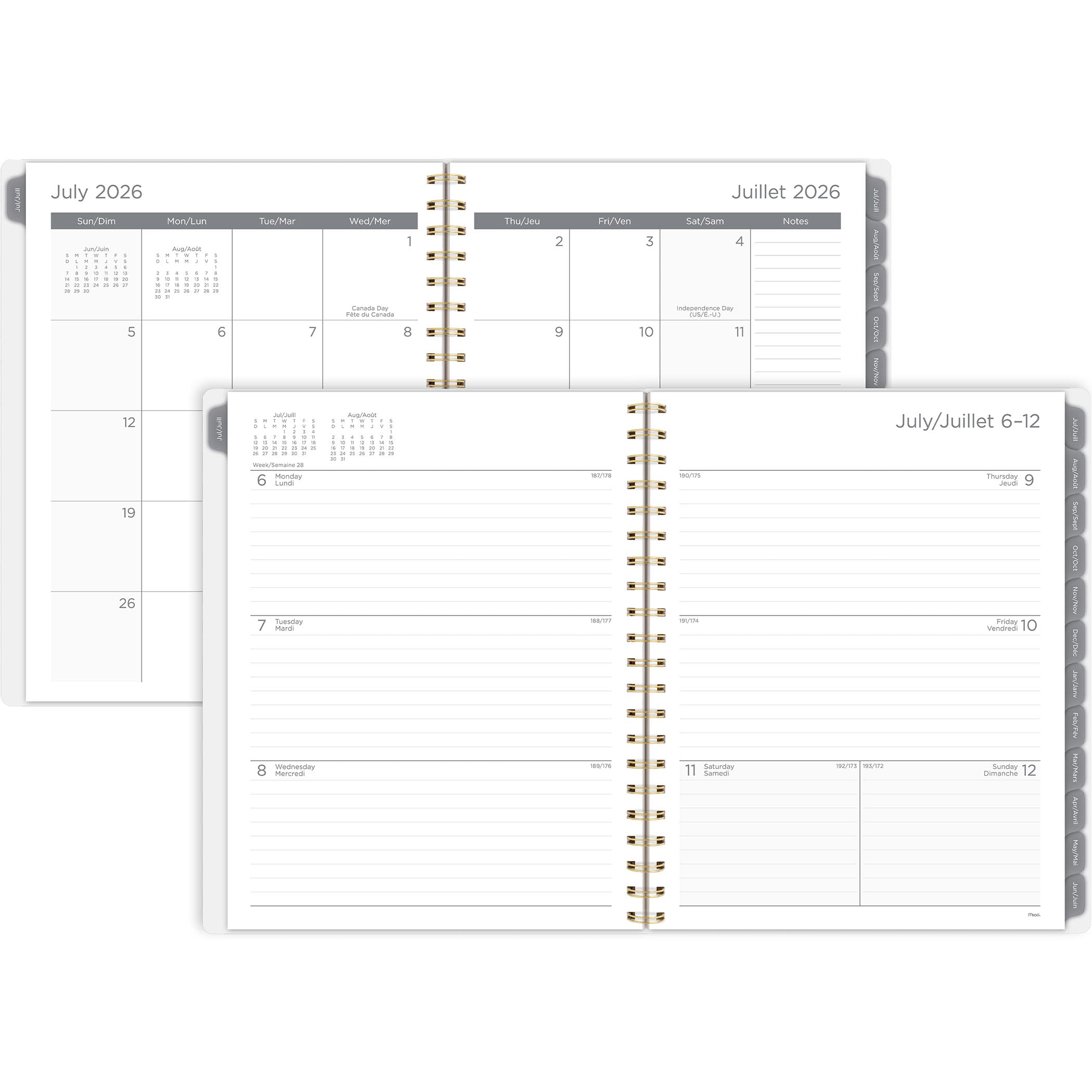 2026-2027 Mead Honey Bee White Large Weekly and Monthly Academic Year Planner