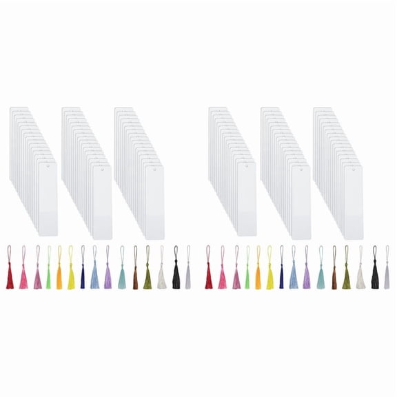 100Pcs Sublimation Bookmark Blank Heat Transfer Aluminum Metal Bookmarks Bulk DIY with Hole and Colorful Tassel