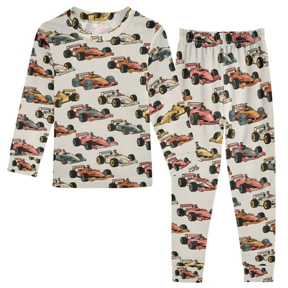 joogoo Racing Cars 2 Piece Long Sleeve Tee and Pants Cotton Pajama Set 5Y