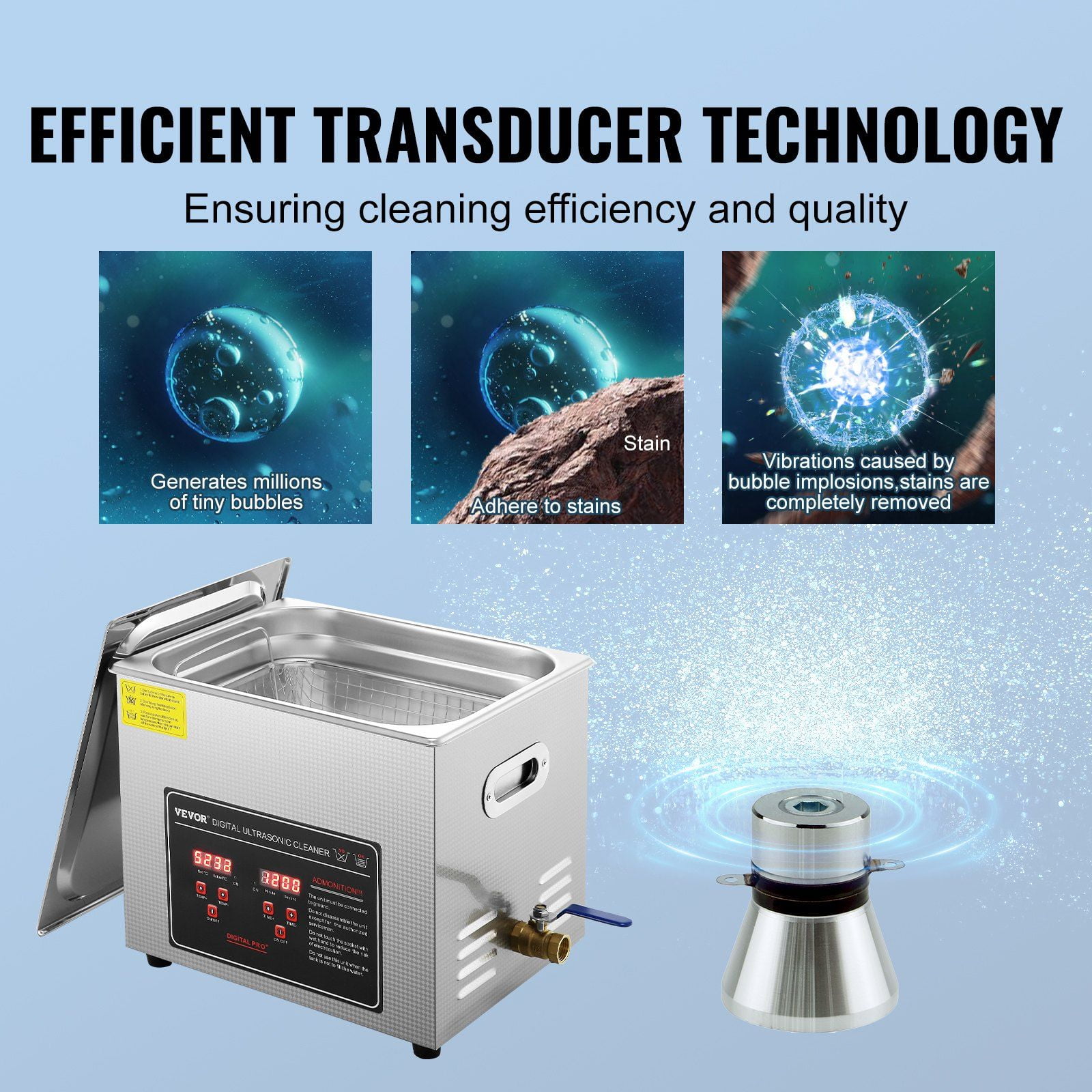 Ultrasonic Cleaner 10L Digital Timer Heater Professional Stainless Steel Jewelry Glasses Watch Rings Small Parts Circuit Board Cleaning Machine
