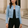 thumbnail image 2 of Jerdar Women's Sequined Tassel Jacket Collarless Long Sleeve Open Front Cropped Coat for Party Club Night Out and Wedding Guest L, 2 of 9