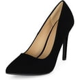 thumbnail image 3 of Chariot & Co: Mall- Womens Pointed Toe Stiletto Pumps - 4" Heels, Wedding and Dress Shoes Heel (Black Nbpu, 10), 3 of 6