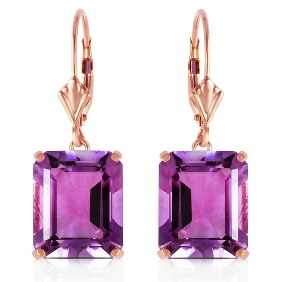 Galaxy Gold 14k Rose Gold Leverback Earrings with Amethyst