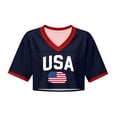 thumbnail image 3 of Soccer Cup 2026 Jersey Crop Tops American Soccer with V Neck Short Sleeves Featuring Breathable Fabric for Game Day Parties Tailgating Events Beach Outings Summer Festivals Navy S, 3 of 5