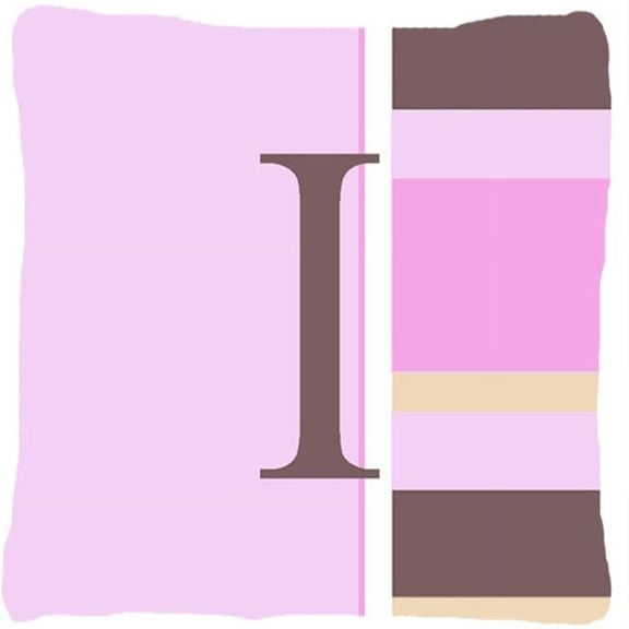 Carolines Treasures Letter I Initial Monogram - Pink Stripes Indoor & Outdoor Fabric Decorative Pillow - Pink Stripes - 14 x 2 x 14 in.