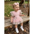 thumbnail image 6 of BemeyourBBs Baby Girls First Birthday Outfit 1st Birthday Party Dress Newborn Fairy Tulle Tutu Romper Dress Fly Sleeve Floral Embroidery Ribbed Bodysuit Princess Party Cake Smash Dresses Headband, 6 of 9