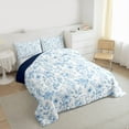 thumbnail image 3 of jejeloiu Retro Rustic Flower Queen Comforter Set,Natural Plant Bedding Sets,White Blue Bedding Comforter Set For Girls Kids,Super Cozy Room Decor Reversible,3 Pieces, 3 of 8