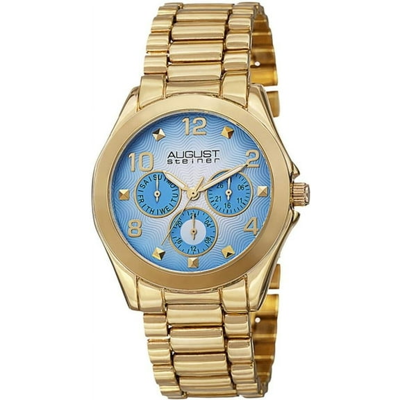 August Steiner Womens Multifunction Watch 3 Subdials Day, Date And Gmt On Stainless Steel Bracelet As8150