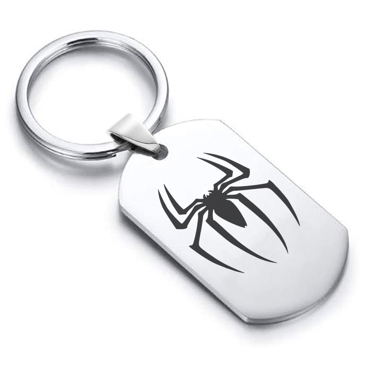 Stainless Steel Spider-Man Dog Tag Keychain Circle Ring - Walmart.com