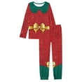 thumbnail image 2 of Renewold Family Christmas Pajamas Matching Sets Long Sleeve Men Elf Bow Sleepwear Vacation/Party/Home Life Outfits 2 Pieces Casual Tredny T-Shirt Sweatpants Size S, 2 of 5