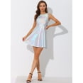 thumbnail image 3 of Vestido acampanado holográfico de cintura alta y cuello redondo sin mangas metálico para mujer Plata L, 3 of 6