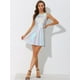 thumbnail image 3 of Vestido acampanado holográfico de cintura alta y cuello redondo sin mangas metálico para mujer Plata XS, 3 of 6