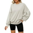 thumbnail image 1 of Sweatshirts Oversize pour Femmes Automne Col Rond en Polaire à Capuche Mode Décontractée Pull avec Poches, 1 of 5