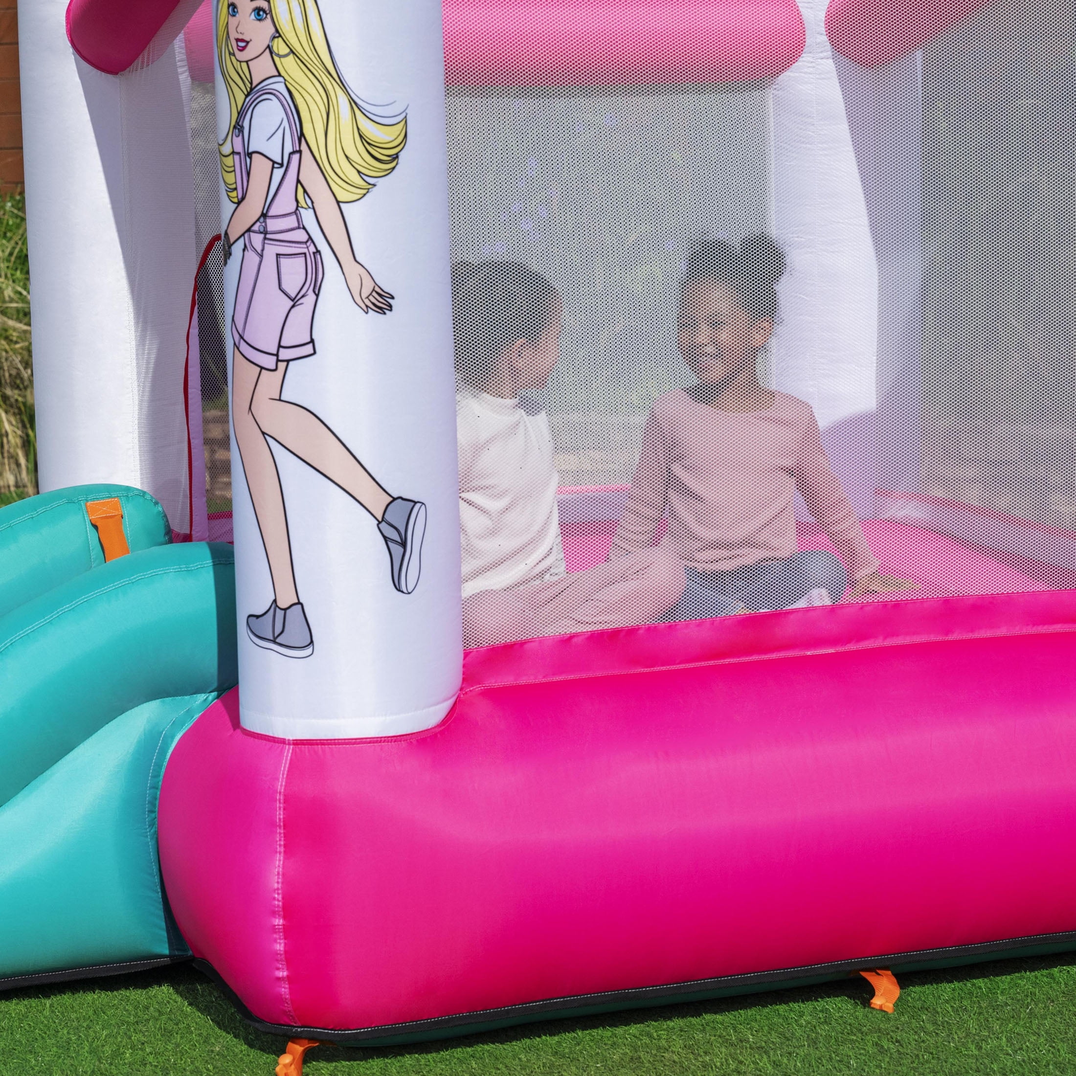 Barbie Bounce House with Extra-Wide Slide, Mesh Walls and Blower, Indoor/Outdoor, Ages 3+