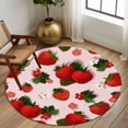 thumbnail image 2 of Round Rug 7Ft Washable Non-Slip, Pink Strawberry Circle Area Rugs for Living Room Bedroom, Spring Floral Watercolor Summer Botanical Indoor Floor Mats Carpet Runner for Home Decor Aesthetic, 2 of 8