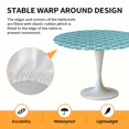 thumbnail image 6 of Abstract White Geometric Turquoise Elastic Fitted Round Table Cover Simple Style Waterproof Outdoor Tablecloth for Holiday Party, Picnic, Patio & Dining Fits Tables Up to 55"-60", 6 of 8