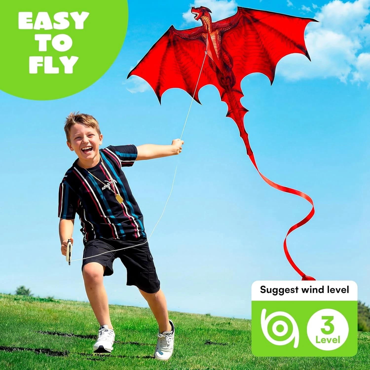 Dragon Kites for Kids and Adults, Easy to Fly Large Single Line Kite for Kids...