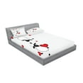 thumbnail image 2 of Ambesonne Cartoon Fitted Sheet & Pillow Sham Set, Heart Shapes in Love, Full, Red White Black, 2 of 2