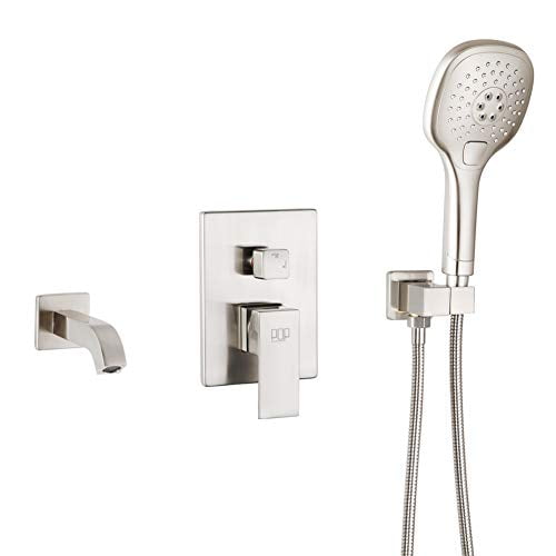 Pop Brushed Nickel Wall Mounted Tub Faucet With Hand Shower Bathroom Mount Filler Spout Single Handle Solid Brass Bathtub Handheld For Bath Com - Bathtub Faucet Wall Mount With Hand Shower Pop Brushed Nickel Wall Mounted Tub Faucet With Hand Shower Bathroom Mount Filler Spout Single Handle Solid Brass Bathtub Handheld For Bath Com - Bathtub Faucet Wall Mount With Hand Shower