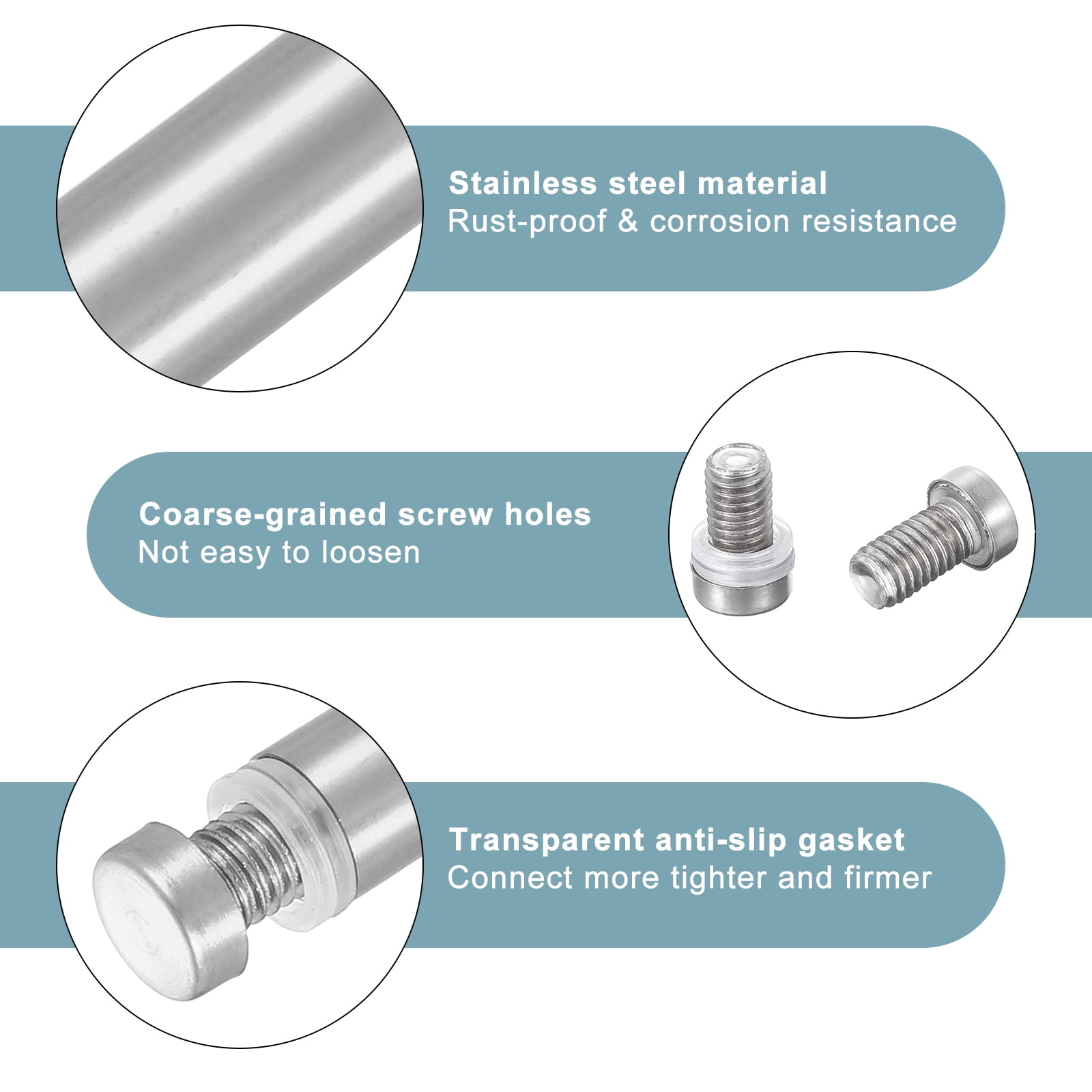 Uxcell 12 Pack Sign Standoff Screws, 1/2"x4" Stainless Steel Advertising Screws, Silver