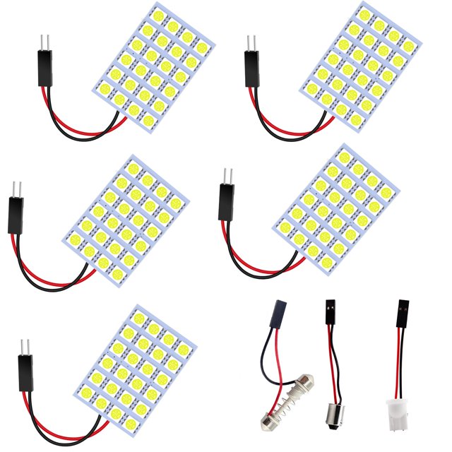 Panel LED tipo domo YM E-Bright 5050, 24 SMD, 8000 K, 12 V, paquete de 5