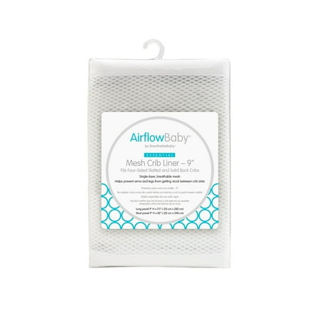 UPC: 0811283023606 | AirflowBaby Breathable Mesh Liner for Full-Size Cribs 9 H (23cm) Essential 2mm Mesh White (Size 4FS Covers 3 or 4 Sides)