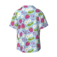 thumbnail image 6 of Lsque Strawberry And Flowers print Men's Cuban Collar Short Sleeve Shirt Summer Beachwear Casual Button Down Fashionable Vacation Leisure Shirt-3X-Large, 6 of 7