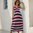 thumbnail image 5 of White Polka Dots, Black And Pink Stripes Sleeveless Dress Dresses Women Summer Evening Dresses Ladies Bohemia Long Dresses, 5 of 9