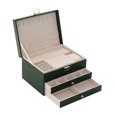 thumbnail image 1 of Organizer 3-Layer Earrings Display Compartment Jewelry Box Large Storage Case Lock Necklace Bracelet Display Stand Wedding Dark Green, 1 of 9