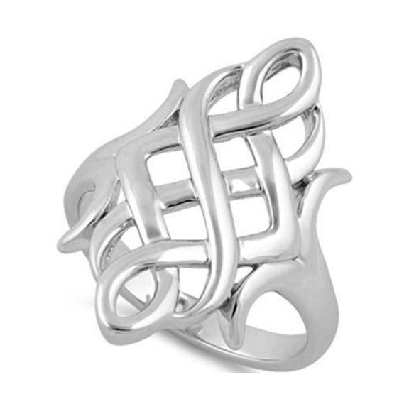 925 Sterling Silver Platinum Plated Celtic Swirl Women Valentines Day Gifts Ring