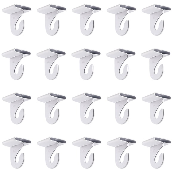 Gansita 20 Pares de Ganchos de Techo para Colgar Blancos Ganchos de Techo Resistentes Ganchos de Barra en T de Metal Ganchos de Techo Suspendidos para Azulejos Clips de Techo para el Hogar Aula Rejill