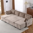 thumbnail image 2 of 113.4" U-Shaped Sectional Modular Sofa Couches with Charging Station and Pull-out Sofa Bed, Versatile Sofa Sleeper with Large Storage Space Cup Holders for Living Room, Office, Apartment, Brown, 2 of 9
