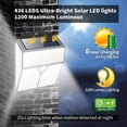 thumbnail image 2 of Lámpara solar para exteriores FloreceBien 436 LED, luz solar para exteriores, lámpara de pared con iluminación solar inalámbrica a prueba de agua IP65 con sensor de movimiento, foco solar para, 2 of 7
