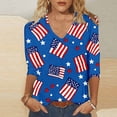 thumbnail image 7 of 4th of July Outfits for Women American Flag V Neck Shirt 3/4 Sleeve Casual Tops Usa 250th Anniversary Shirt Holiday Tunic Tops, 7 of 7
