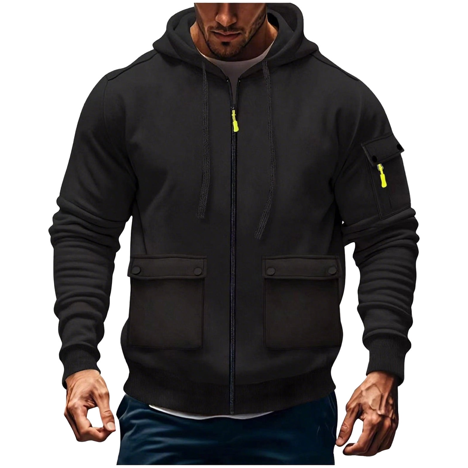 Grrvtrz Mens Full Zip Up Hoodie Fleece Zipper Hooded Jacket
