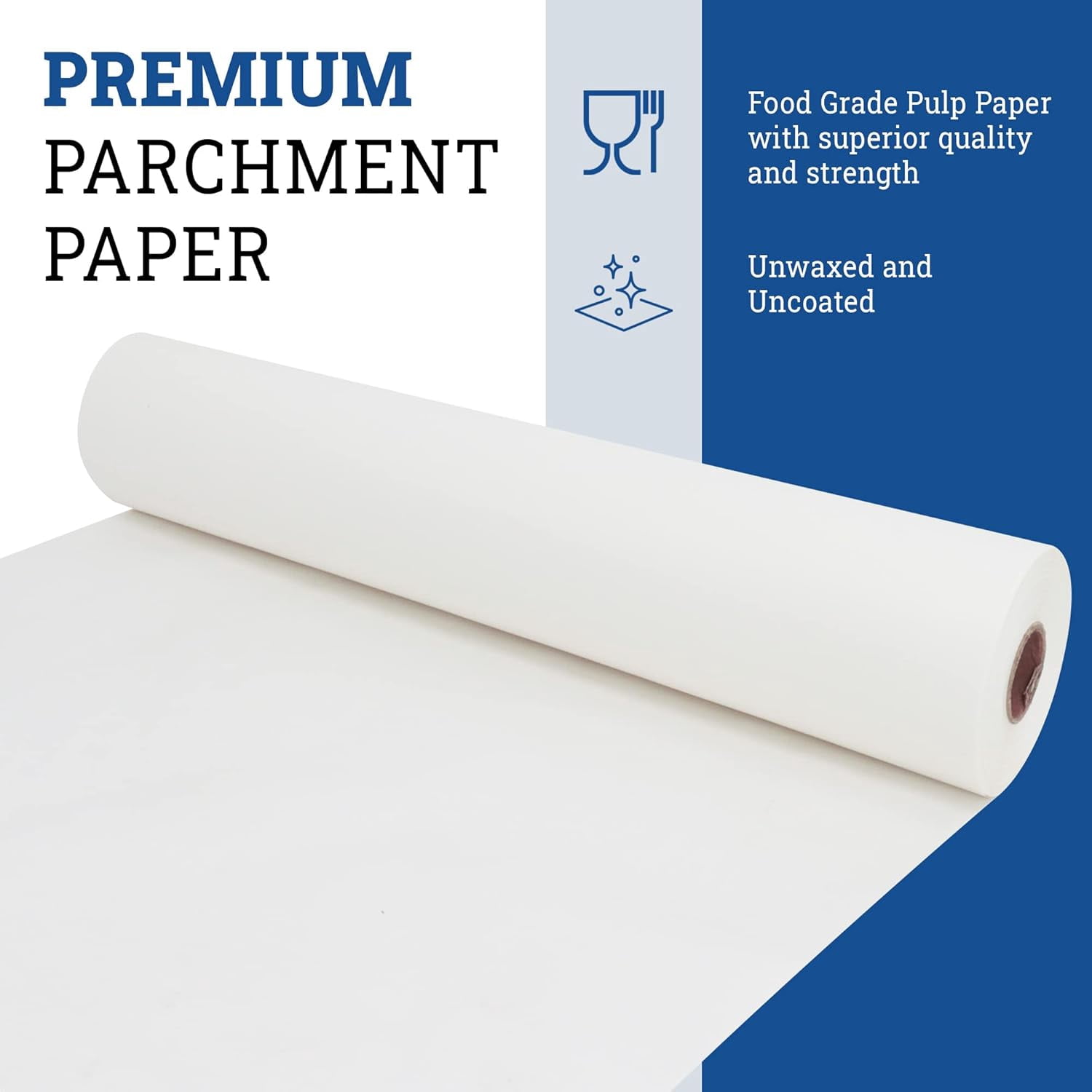 Parchment Paper Roll (15" x 250 ft) w/Dispenser Box, White | Parchment Paper for Baking & Air Fryer | Food Grade Baking Liners | Non-Stick, Cooking Liner for Grilling & Steaming