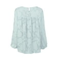 thumbnail image 6 of EFINNY Women's Long Lantern Sleeve Blouse Crewneck Lace Tops Floral Textured Spring Autumn Casual Babydoll Shirts, 6 of 7