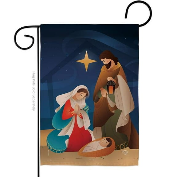 13 x 18.5 in. Holy Night Garden Flag with Winter Nativity Double-Sided Decorative Vertical Flags House Decoration Banner Yard Gift